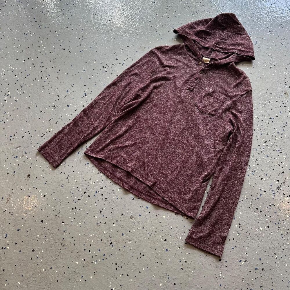 Hollister-co Men's Burgundy and Purple Hoodie